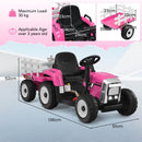 12V Kids' Ride-On Tractor with Trailer and Remote Control - Pink - product detail 12