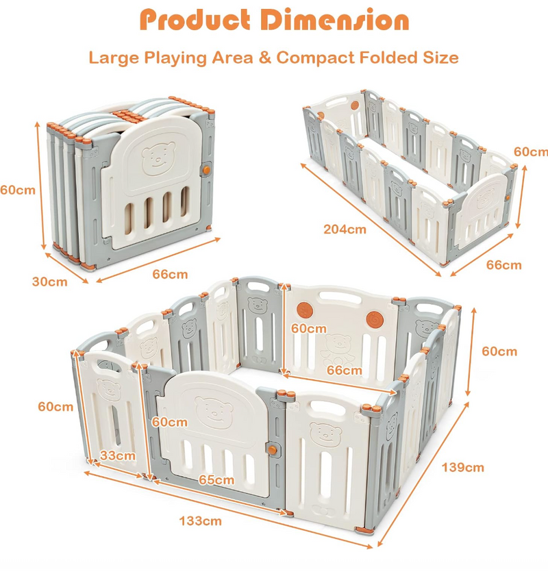 Rever Bebe Foldable Baby Playpen 14 Panels