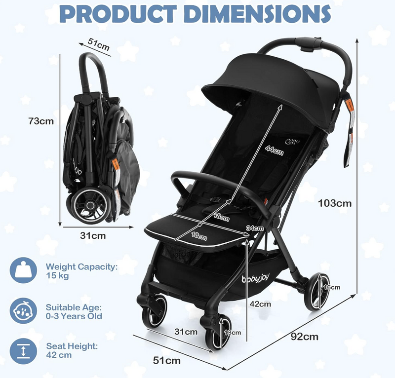 Rever Bebe Joy Lightweight Baby Stroller Compact Travel Stroller PRE
