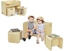 Keezi 3 PC Nordic Kids Table Chair Set Beige Desk Activity Compact Children