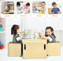 Keezi 3 PC Nordic Kids Table Chair Set Beige Desk Activity Compact Children