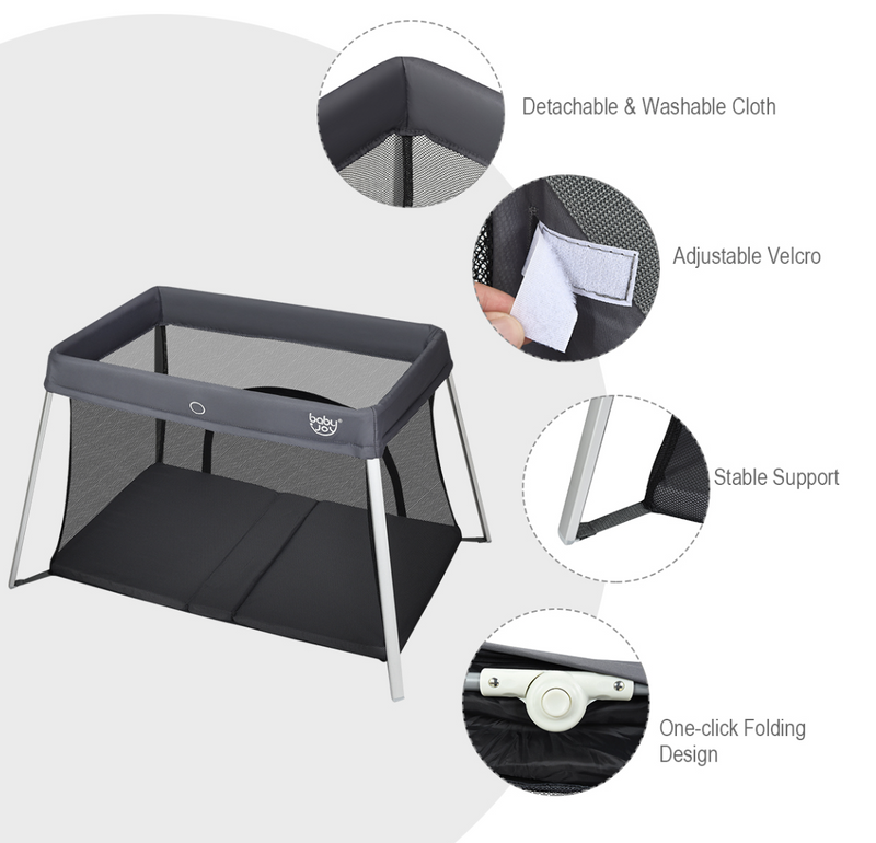 Rever Bebe Lightway Travel Cot with Soft Mattress & Carry Bag