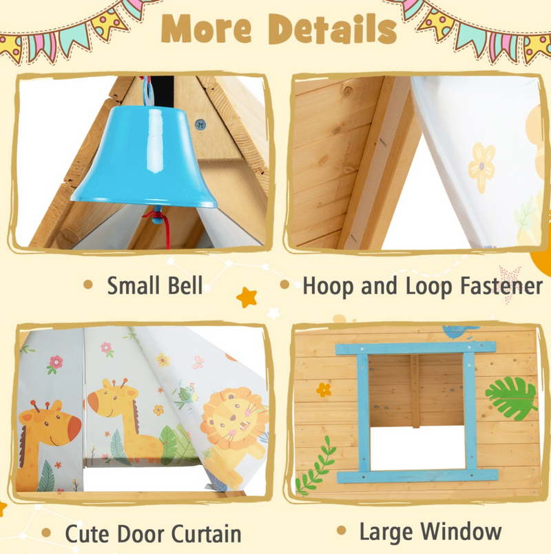 Rever Bebe 2-in-1 Kids Play Tent with Wooden Climbing Triangle