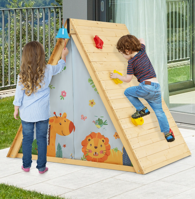 Rever Bebe 2-in-1 Kids Play Tent with Wooden Climbing Triangle