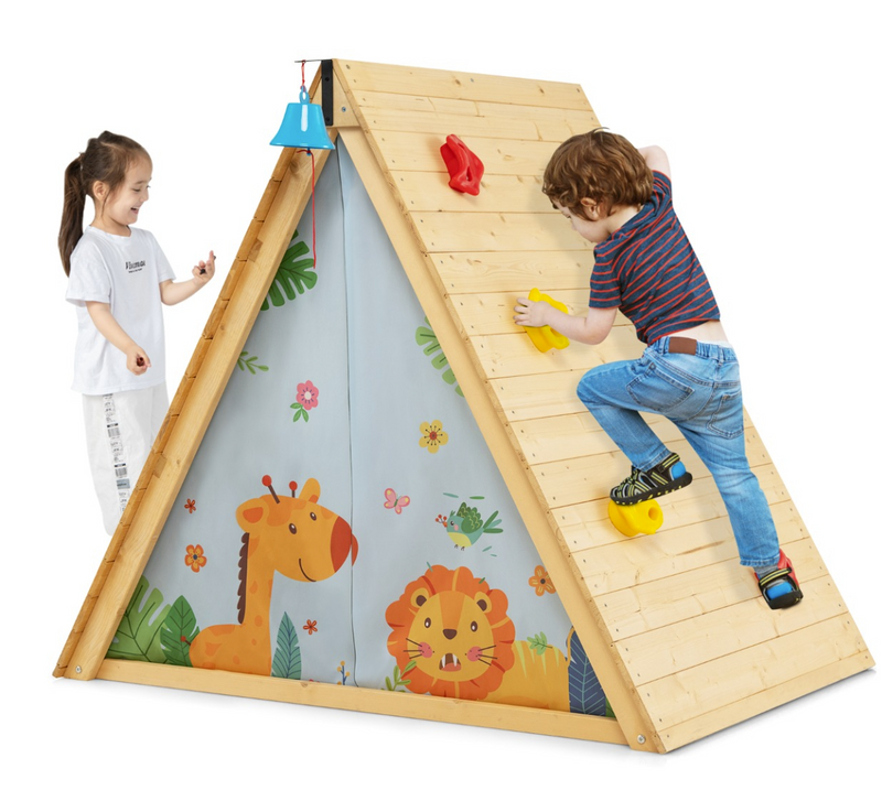 Rever Bebe 2-in-1 Kids Play Tent with Wooden Climbing Triangle