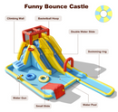 7-in-1 Inflatable Water Park with Dual Long Slides