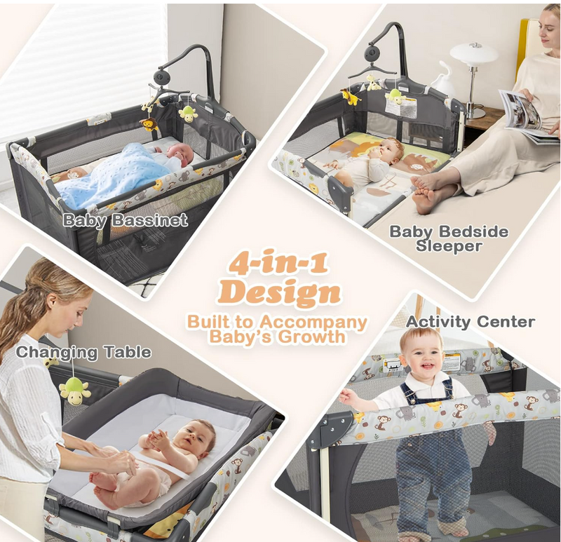 Rever Bebe 4 in 1 Baby Portacot Co sleeper bassinet with changing sta