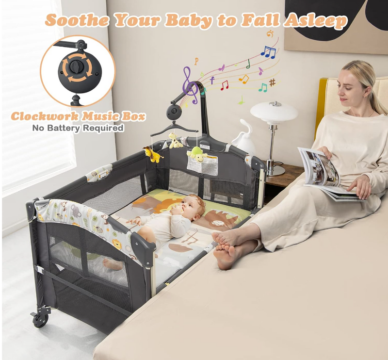 Rever Bebe 4 in 1 Baby Portacot, Co sleeper bassinet with changing station