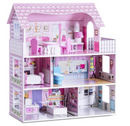 Three-Storey Wooden Dollhouse with Furniture