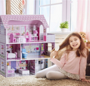 Three-Storey Wooden Dollhouse with Furniture