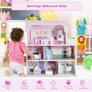 Three-Storey Wooden Dollhouse with Furniture