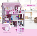 Three-Storey Wooden Dollhouse with Furniture