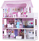 Three-Storey Wooden Dollhouse with Furniture