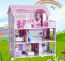 Three-Storey Wooden Dollhouse with Furniture
