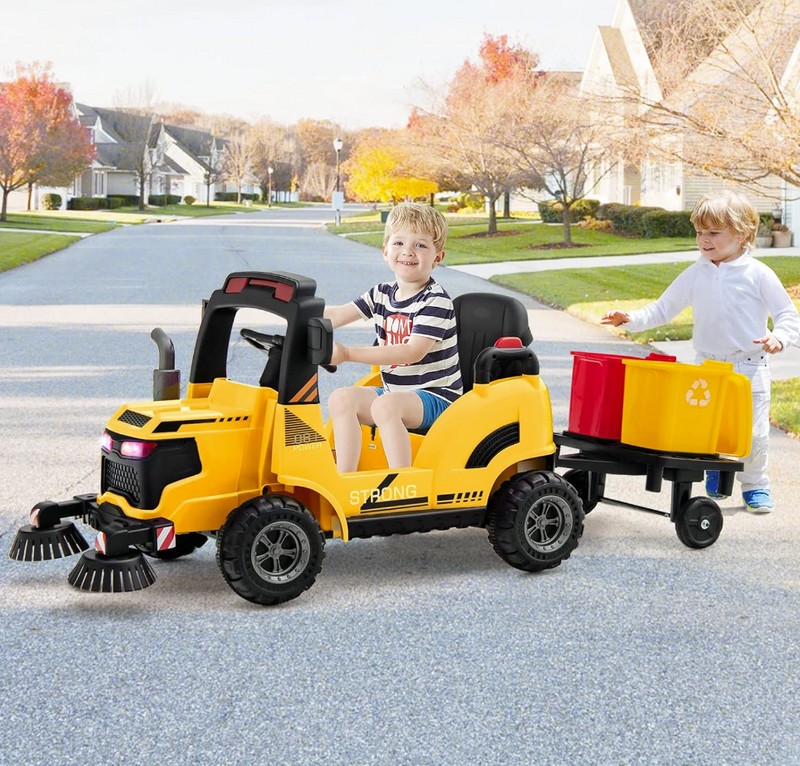 Baby Direct Kids Electric Ride On Car 12V Street Sweeper Truck w 2 Ro