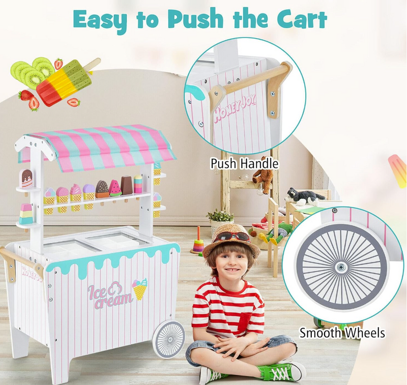 Rever Bebe Wooden Ice Cream Cart for Kids