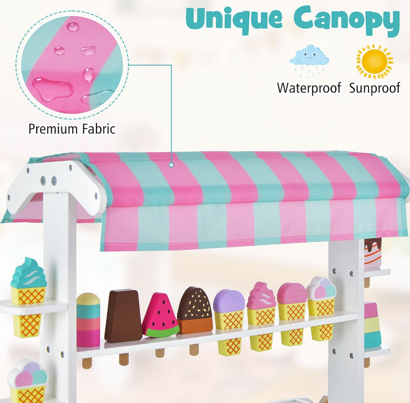 Rever Bebe Wooden Ice Cream Cart for Kids