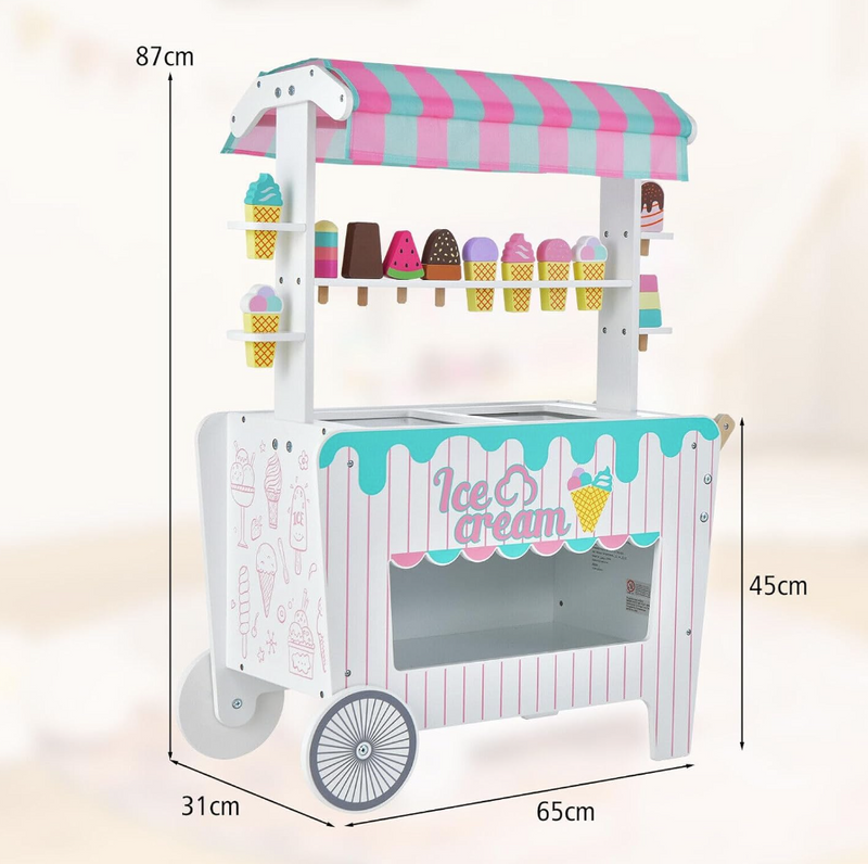 Rever Bebe Wooden Ice Cream Cart for Kids