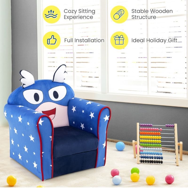 Baby Direct Kids Upholstered Armchair with Cute Cartoon Pattern