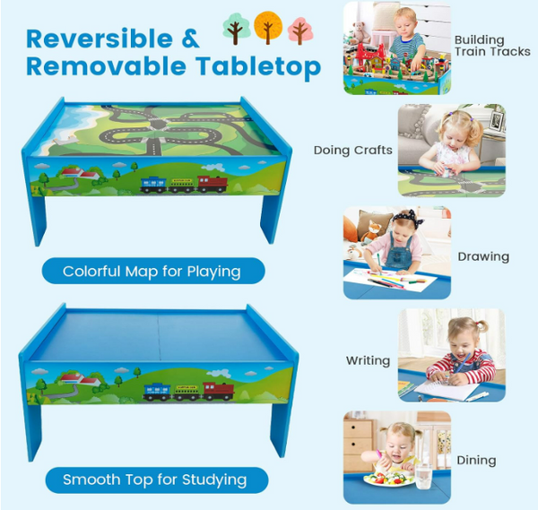 Reversible train table with drawer online