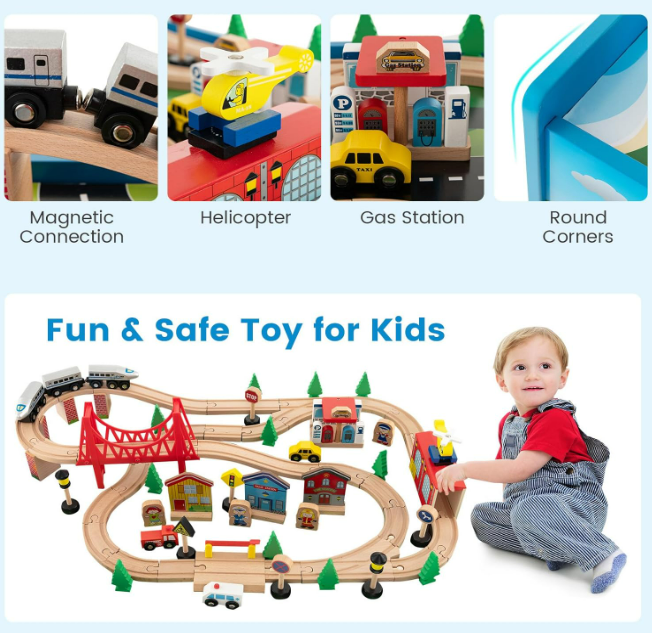 Reversible city and train table set sales