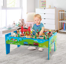 Rever Bebe Wooden Train Railway Table Set Multi Color