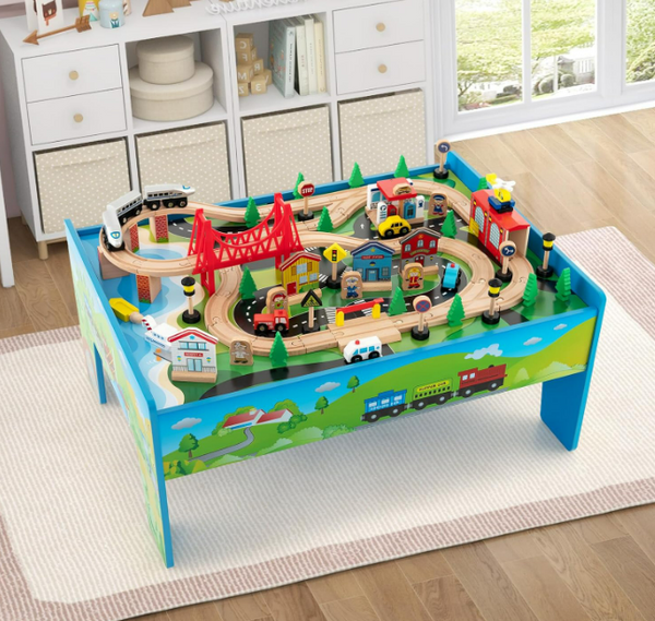 Reversible city and train table set online