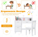Rever Bebe Kids Learning Desk and Chair Set white with shelf and storage