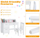 Rever Bebe Kids Learning Desk and Chair Set white with shelf and storage