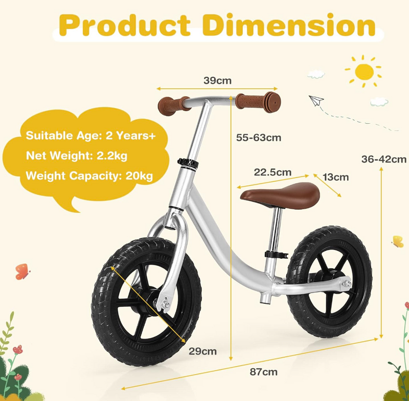 Rever Bebe Kids Deluxe Balance Bike with Aluminum Frame