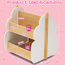 Rever Bebe Kids Wooden Bookshelf, Toddler Double-Sided Bookcase Toy Storage
