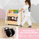 Rever Bebe Kids Wooden Bookshelf, Toddler Double-Sided Bookcase Toy Storage