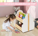 Rever Bebe Kids Wooden Bookshelf, Toddler Double-Sided Bookcase Toy Storage