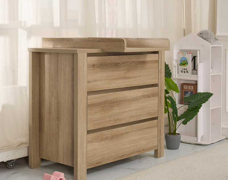 Rever Bebe Classic 3 drawer chest with changing tray Ash