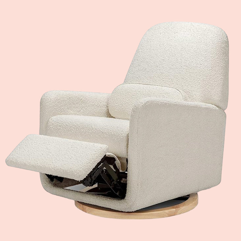 Rever Bebe Harmony Electronic Recliner & Swivel Glider in Vanilla Bouclé