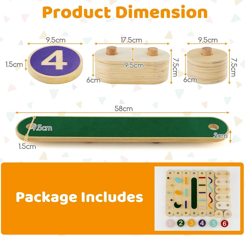 Rever Bebe Wooden Kids Balance Beam Set with Stepping Stones, Montessori Balance Boards