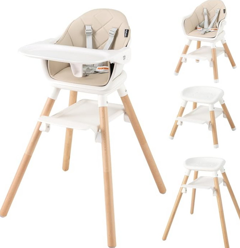 Rever Bebe 6-in-1 Convertible Wooden High Chair