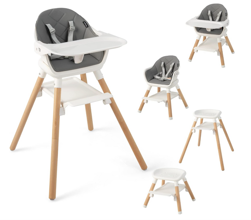 Rever Bebe 6-in-1 Convertible Wooden High Chair