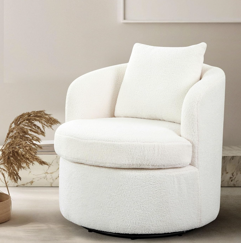 Rever Living Luxo Swivel Chair in Vanilla Boucle