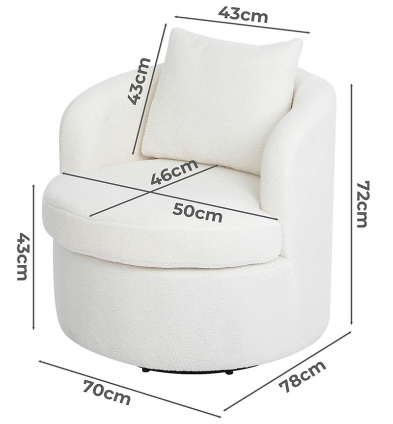 Rever Living Luxo Swivel Chair in Vanilla Boucle