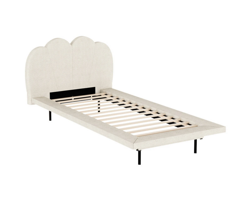 Rever Living Bed Frame Single Size Vanilla Boucle Beige SASA