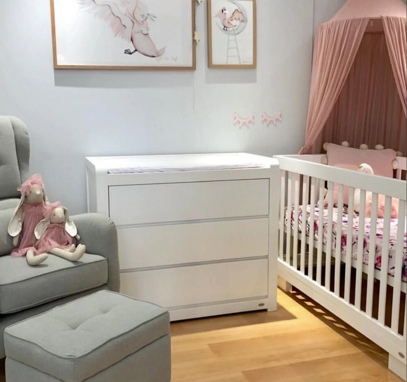 Cocoon Aston cot 3 drawer chest package mattress included white