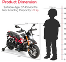 Licensed Aprilia 12V Electric Motorcycle, Battery Powered Kids Motorcycle w/ MP3 Player, LED Light, Spring Suspension, Chargeable Design, Training Wheels, Realistic Horn (Red)