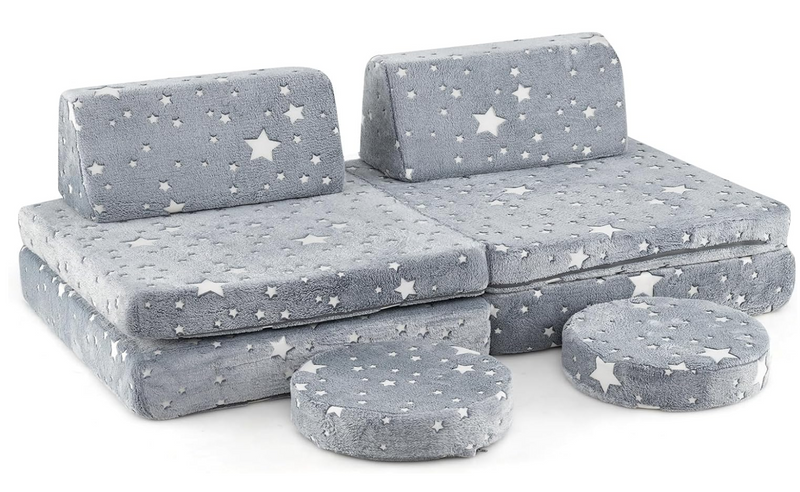 Rever Bebe Modular Kids Play Couch Set with Machine-washable Flannel Covers