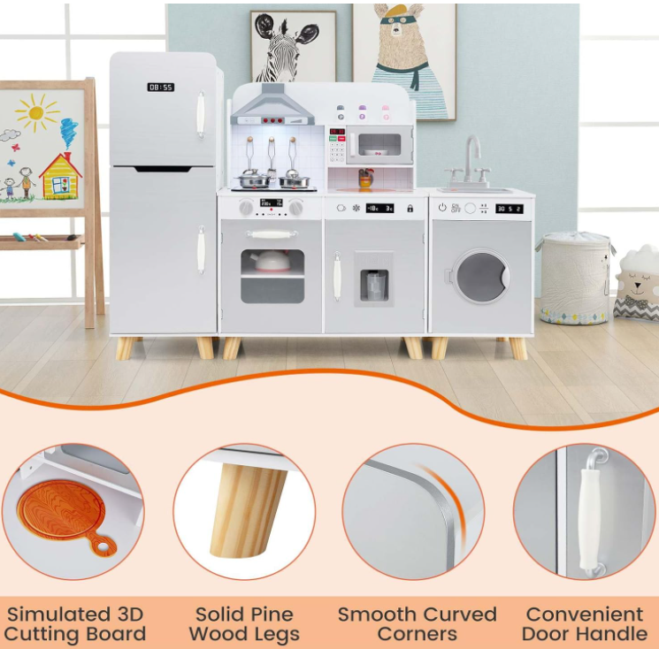 Modular Kids Kitchen Playset with Range Hood and Washing Machine