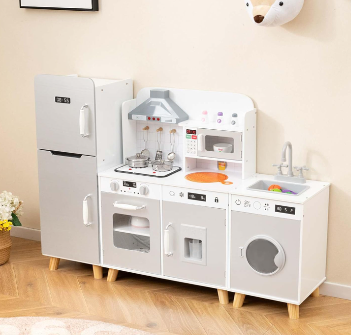 Modular Kids Kitchen Playset with Range Hood and Washing Machine