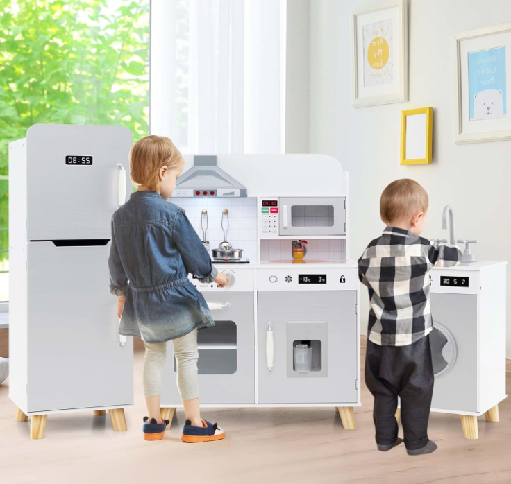 Modular Kids Kitchen Playset with Range Hood and Washing Machine