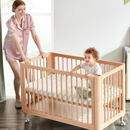 Ellaboora Baby Cot 4 in 1 Premium Beach Wood With Mattress
