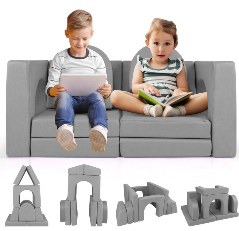 8-Piece Modular Kids Sofa Play Couch Climb Playset with Covers