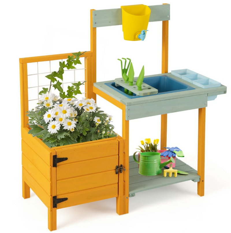 Kids Outdoor Potting Bench Mud Playset with Planter Box